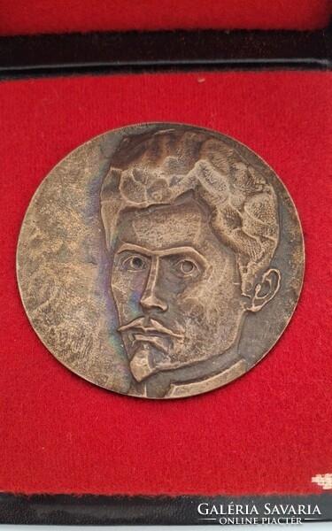 Petőfi Sándor Plakett (Czinder Antal) "hol sírjaink domborulnak..." Bronz, 67 mm-es saját dobozában