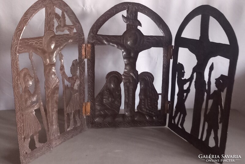 90 cm jelzett jN Marie bronz  tripticon  Ikon Kép ALKUDHATÓ
