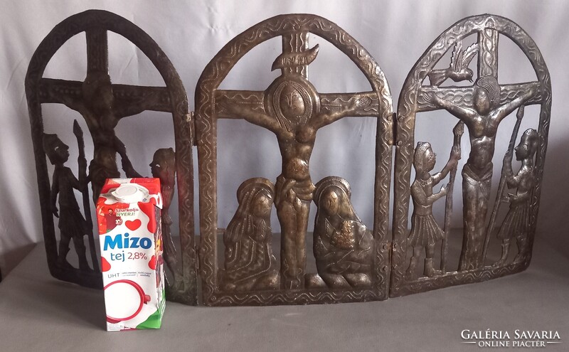 90 cm jelzett jN Marie bronz  tripticon  Ikon Kép ALKUDHATÓ