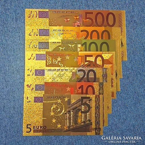 Aranyozott UNC EURO bankjegyek 7 db