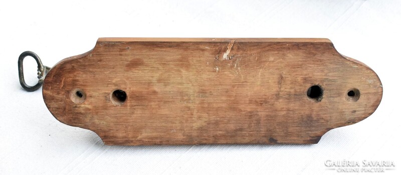 Bronz kéz forma antik Spitzer Salamon féle WC tartály lehúzó kar 33,5 x 7 cm + tölgyfa talpazat