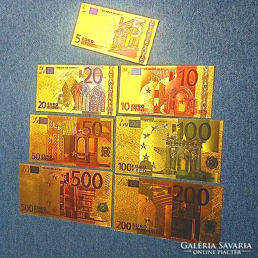Aranyozott UNC EURO bankjegyek 7 db
