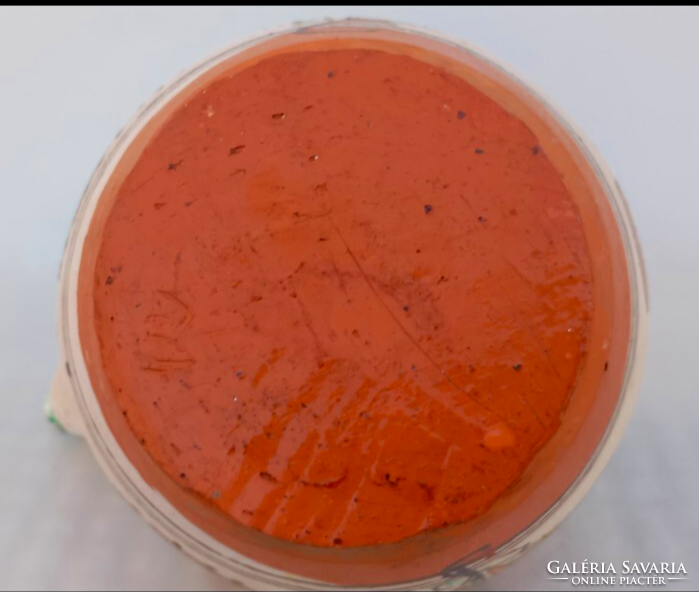 Felső -Tisza vidéki Vámfalusi mázas csörgő, csecses vizes korsó 19sz. közepe ,vége