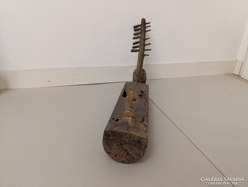 Antik afrikai pengetős húros lant hangszer Fang népcsoport Gabon faragott szobor 369 1418
