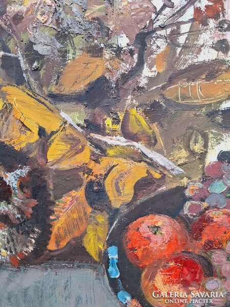 Bod László (1920-2001) Csendélet Almákkal,Szőlővel,Képcsarnokos Festmény