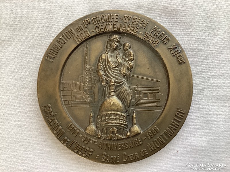 Nagy Francia bronz plakett, kisplasztika