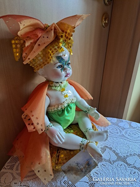 40 cm Fehèr , teljes test porcelànbaba,