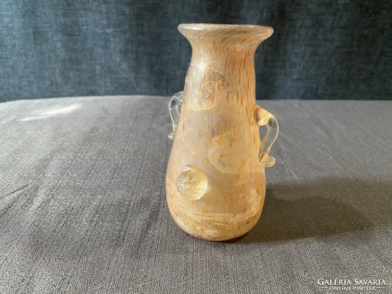 MURANO SCAVO SEGUSO HIBÁTLANT ÁLLAPOTBAN, GYÖNYÖRŰ IRIZÁLÓ SZÍNBEN!!!!   13X6 cm!!