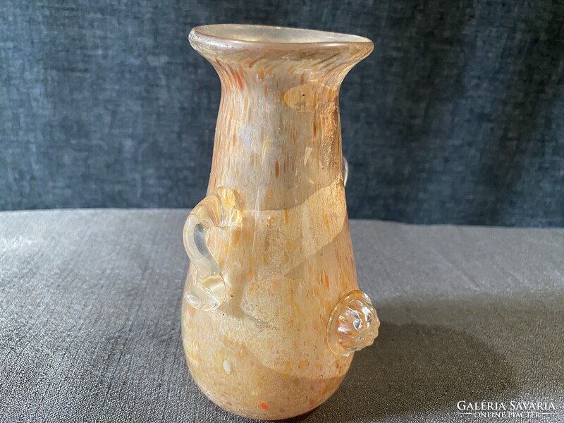 MURANO SCAVO SEGUSO HIBÁTLANT ÁLLAPOTBAN, GYÖNYÖRŰ IRIZÁLÓ SZÍNBEN!!!!   13X6 cm!!