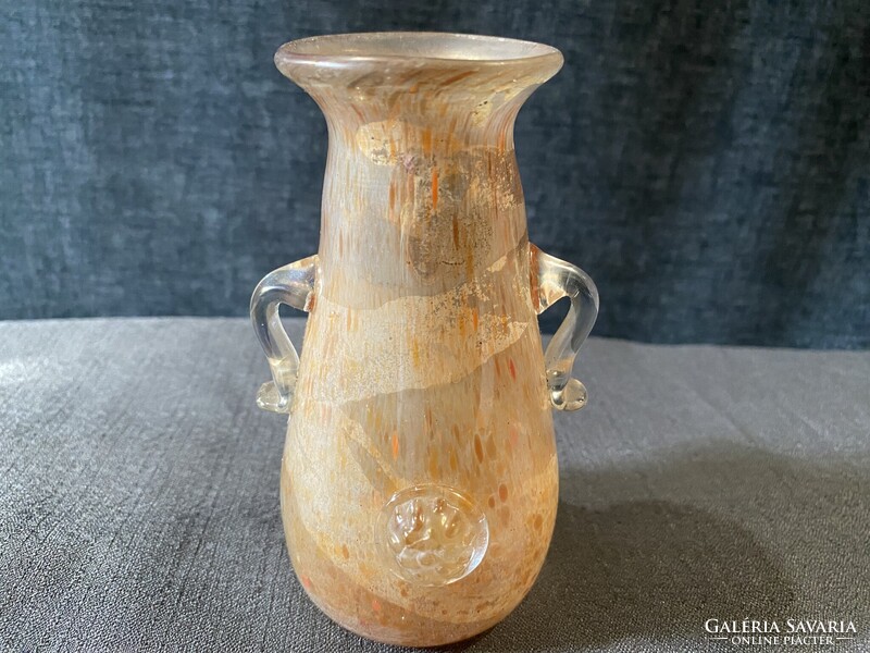 MURANO SCAVO SEGUSO HIBÁTLANT ÁLLAPOTBAN, GYÖNYÖRŰ IRIZÁLÓ SZÍNBEN!!!!   13X6 cm!!