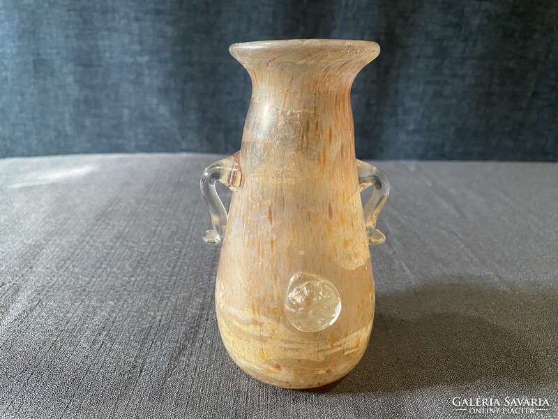 MURANO SCAVO SEGUSO HIBÁTLANT ÁLLAPOTBAN, GYÖNYÖRŰ IRIZÁLÓ SZÍNBEN!!!!   13X6 cm!!