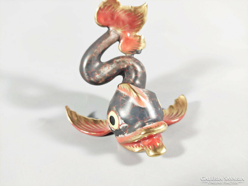 HERENDI, KÍNIA DELFIN, KÉZZEL FESTETT PORCELÁN FIGURA, HIBÁTLAN! (I218)