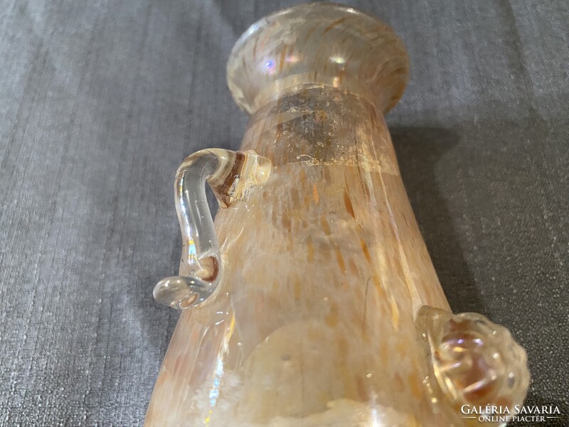 MURANO SCAVO SEGUSO HIBÁTLANT ÁLLAPOTBAN, GYÖNYÖRŰ IRIZÁLÓ SZÍNBEN!!!!   13X6 cm!!