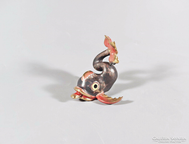 HERENDI, KÍNIA DELFIN, KÉZZEL FESTETT PORCELÁN FIGURA, HIBÁTLAN! (I218)