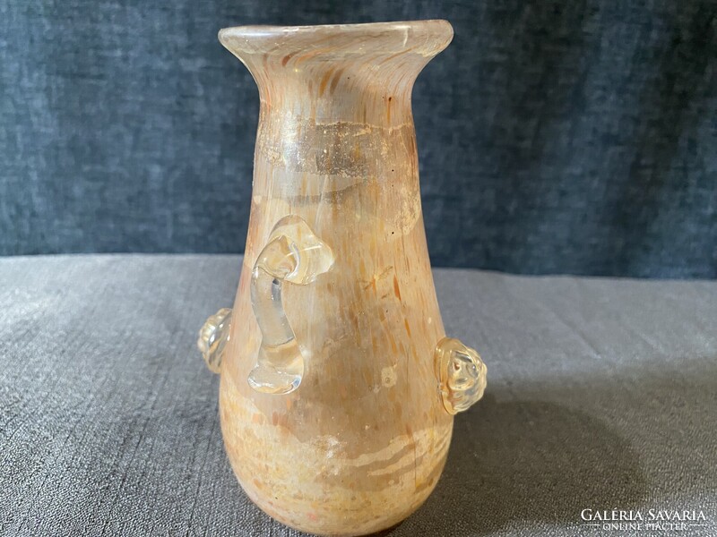 MURANO SCAVO SEGUSO HIBÁTLANT ÁLLAPOTBAN, GYÖNYÖRŰ IRIZÁLÓ SZÍNBEN!!!!   13X6 cm!!