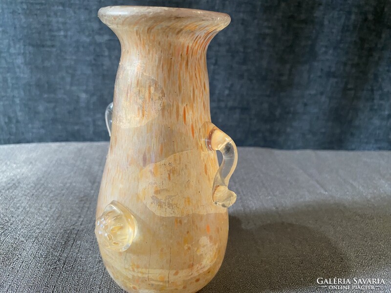 MURANO SCAVO SEGUSO HIBÁTLANT ÁLLAPOTBAN, GYÖNYÖRŰ IRIZÁLÓ SZÍNBEN!!!!   13X6 cm!!