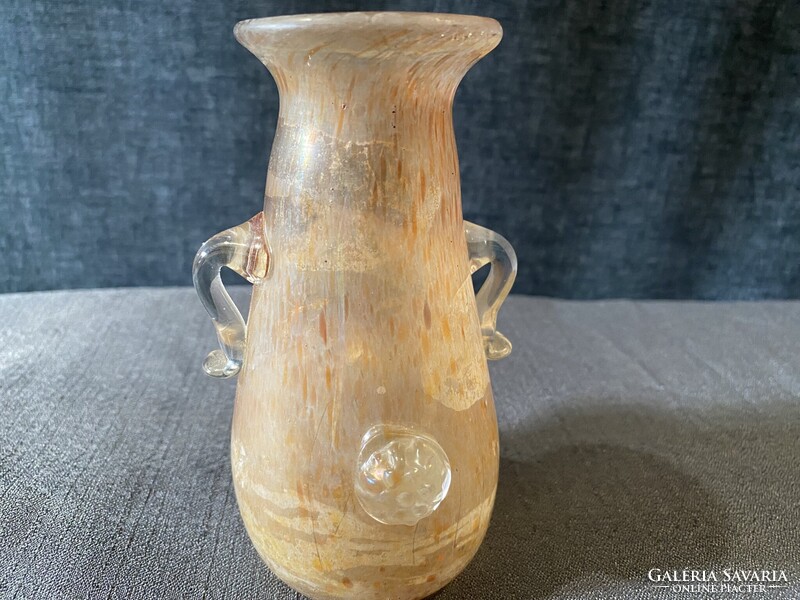 MURANO SCAVO SEGUSO HIBÁTLANT ÁLLAPOTBAN, GYÖNYÖRŰ IRIZÁLÓ SZÍNBEN!!!!   13X6 cm!!