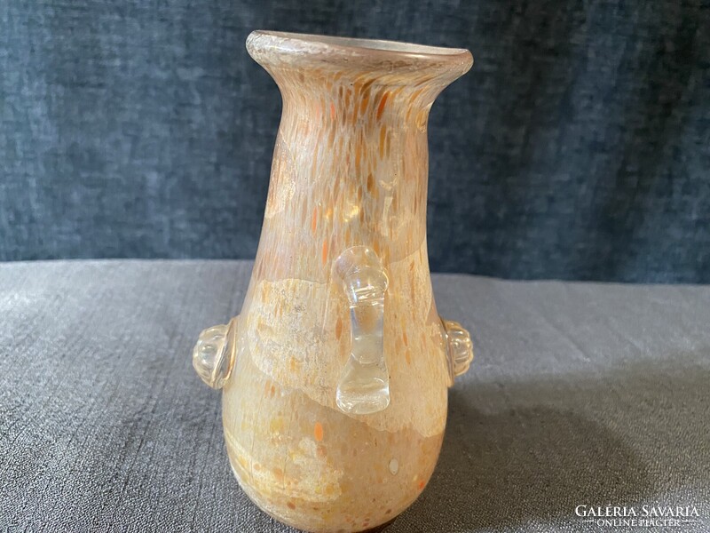 MURANO SCAVO SEGUSO HIBÁTLANT ÁLLAPOTBAN, GYÖNYÖRŰ IRIZÁLÓ SZÍNBEN!!!!   13X6 cm!!