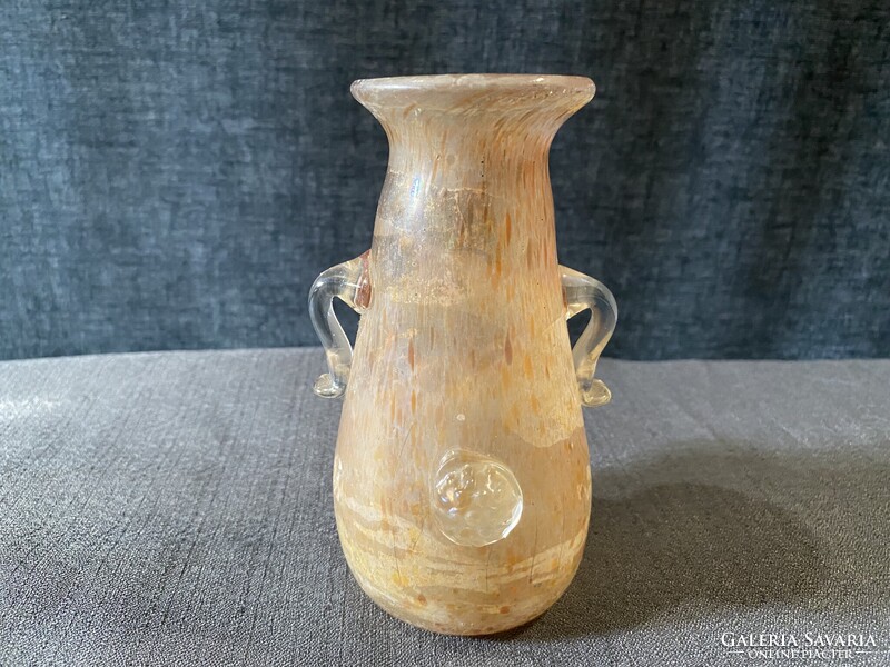 MURANO SCAVO SEGUSO HIBÁTLANT ÁLLAPOTBAN, GYÖNYÖRŰ IRIZÁLÓ SZÍNBEN!!!!   13X6 cm!!