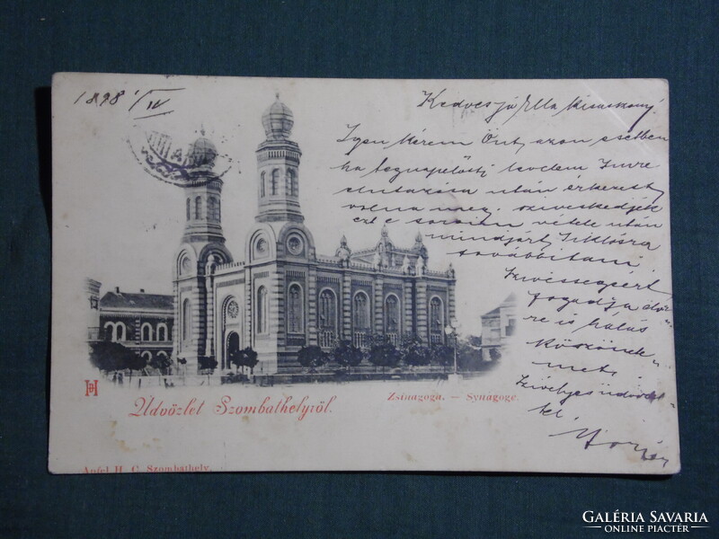 Képeslap,Szombathely,Zsinagóga templom látkép részlet,Apfel H. C. Szombathely kiadás ,1898-