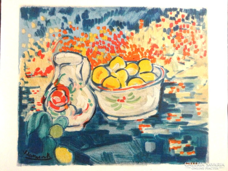 Maurice de VLAMINCK: Citromos csendélet - litográfia certifikációval!