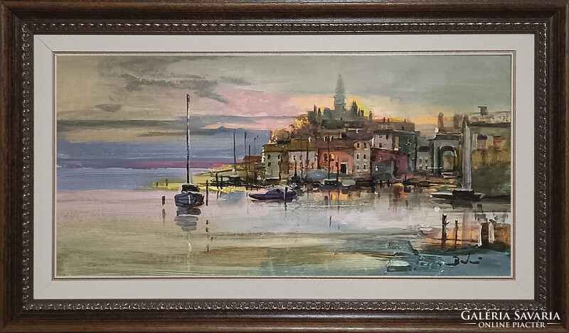 Budai László: Adriai alkonyat - keretezve: 40x70 cm - alkotás mérete: 30x60cm - 25/261F