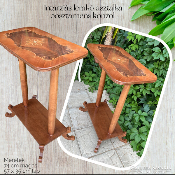 Intarziás lerakó asztalka posztamens konzol olasz stíl intarziával gyönggyel szólóban/párban