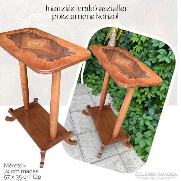 Intarziás lerakó asztalka posztamens konzol olasz stíl intarziával gyönggyel szólóban/párban