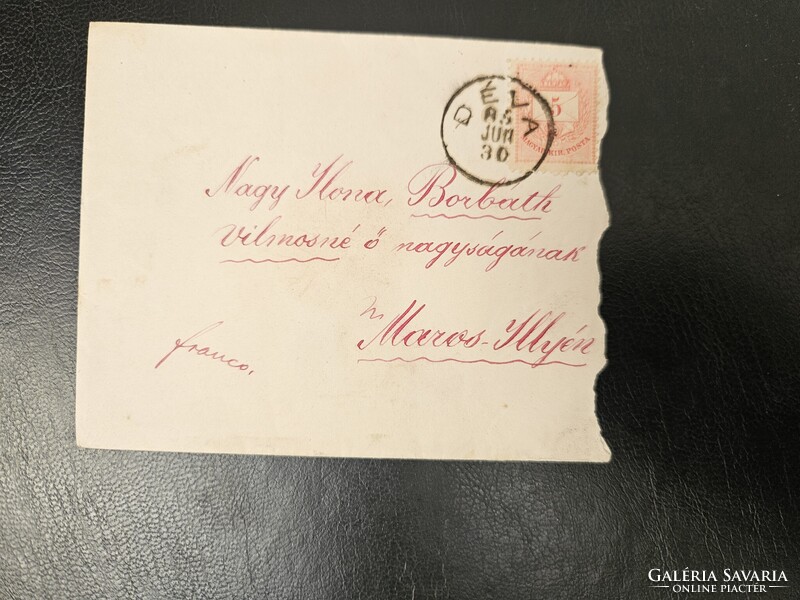 1885-ös 5 kr bélyeg levélen Déva -Maros-Illye 20g.pont a bélyegen lemez javítás nyoma