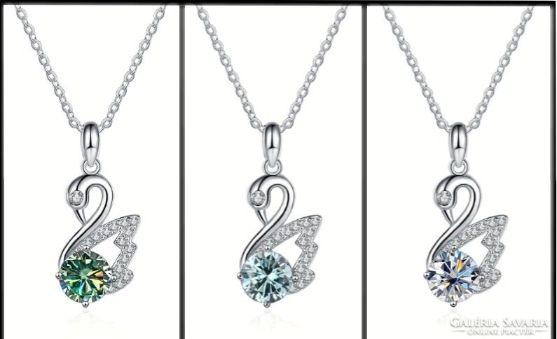 Moissanite Gyémánt Köves Nyaklánc Hattyú Medál 1 Karátos Kő 925 Sterling Ezüst 3 szín variáció.