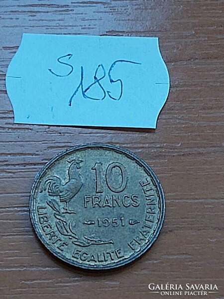 FRANCIAORSZÁG 10 FRANK 1951  Alumínium-Bronz, KAKAS  S185