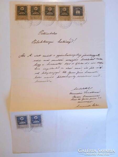 ZA615.1 Régi IRAT-illetékbélyegek -1911 Tiszavalk- Csizmadia Sándorné, Berecz Zsuzsanna Mezőkövesd