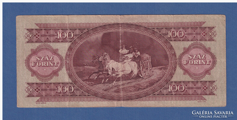 100 Forint 1957 Az első Kádár címeres "Piros százas"