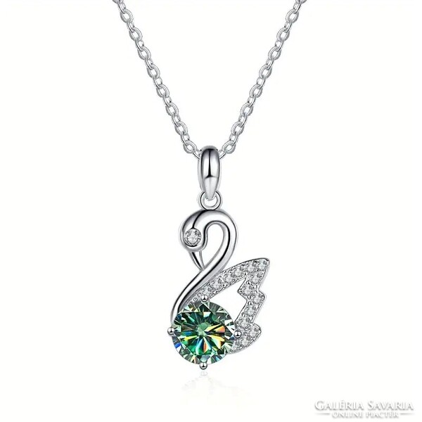 Moissanite Gyémánt Köves Nyaklánc Hattyú Medál 1 Karátos Kő 925 Sterling Ezüst 3 szín variáció.
