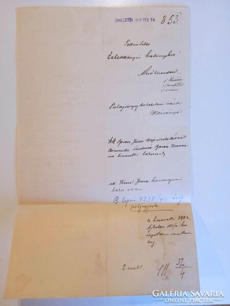 ZA615.1 Régi IRAT-illetékbélyegek -1911 Tiszavalk- Csizmadia Sándorné, Berecz Zsuzsanna Mezőkövesd