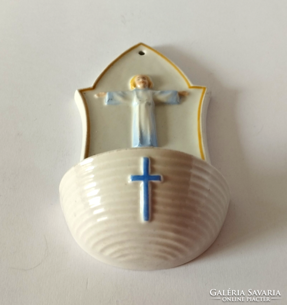 RÉG PAJZS JELZETT ZSOLNAY PORCELÁN SZENTELTVÍZTARTÓ 1930-40-ES ÉVEK