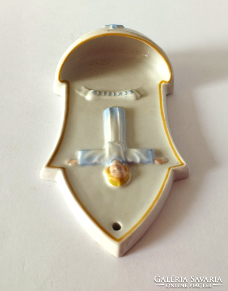 RÉG PAJZS JELZETT ZSOLNAY PORCELÁN SZENTELTVÍZTARTÓ 1930-40-ES ÉVEK