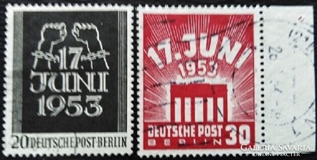 BB110-1(sz)p / Németország - Berlin 1953 Népfelkelés Június 17 bélyegsor pecsételt egyik ívszéli