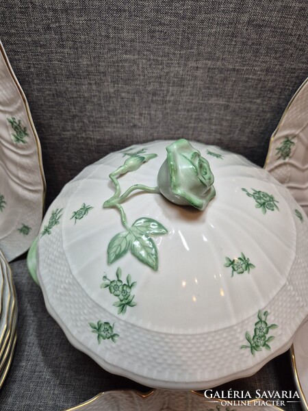Herendi zöld "PC"(POMMIER CHINOIS) mintás 6 személyes étkészlet