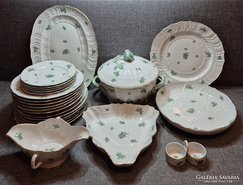 Herendi zöld "PC"(POMMIER CHINOIS) mintás 6 személyes étkészlet