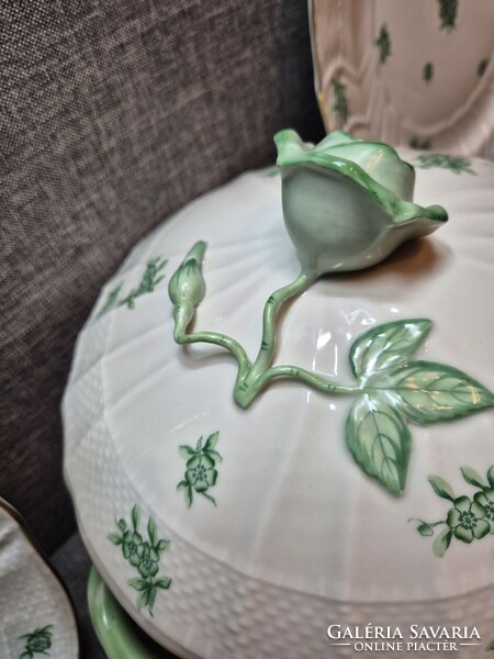 Herendi zöld "PC"(POMMIER CHINOIS) mintás 6 személyes étkészlet