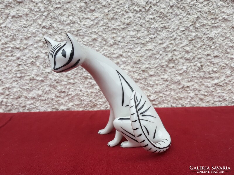Art deco Hollóházi porcelán cica