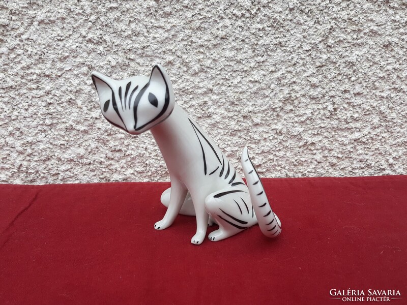 Art deco Hollóházi porcelán cica