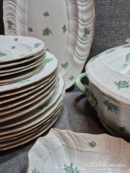 Herendi zöld "PC"(POMMIER CHINOIS) mintás 6 személyes étkészlet