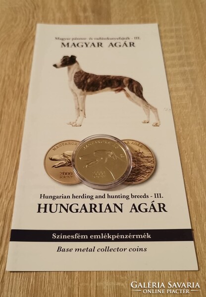 20db Magyar agár 2000ft névértékü Proof like színesfém emlékérme! UNC ...