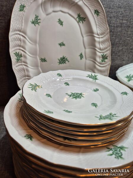 Herendi zöld "PC"(POMMIER CHINOIS) mintás 6 személyes étkészlet