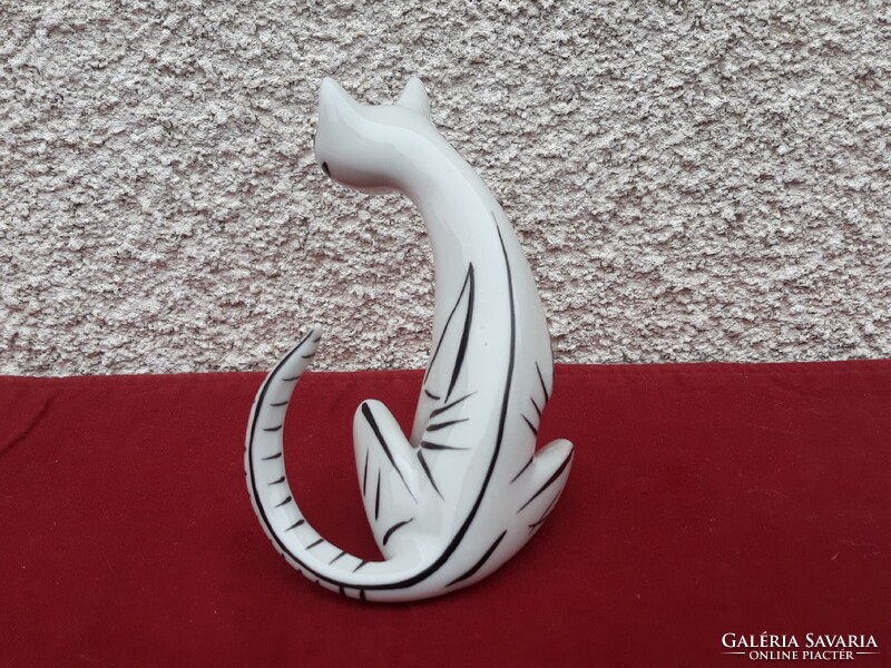 Art deco Hollóházi porcelán cica