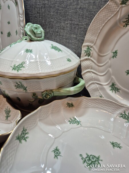 Herendi zöld "PC"(POMMIER CHINOIS) mintás 6 személyes étkészlet