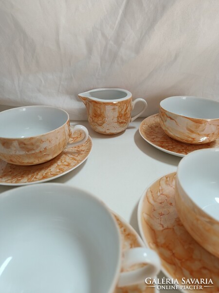 Jarolina lengyel porcelán teás készlet, a híres márvány mintás- 6 személyes