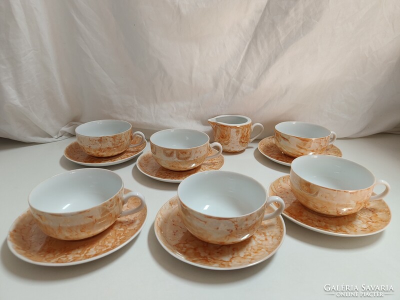 Jarolina lengyel porcelán teás készlet, a híres márvány mintás- 6 személyes